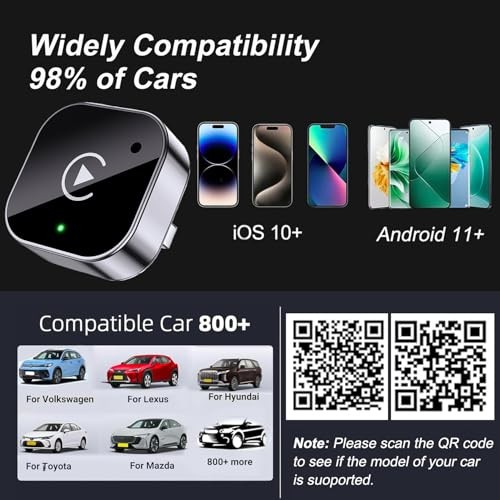 2-in-1 Wireless CarPlay & Android Auto Adapter, Plug & Play CarPlay Dongle