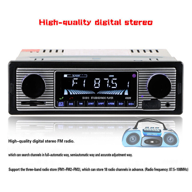 1Din Modified 4-Channel Car Auto BT USB/SD/FM/WMA/WAV Radio Stereo MP3 Player