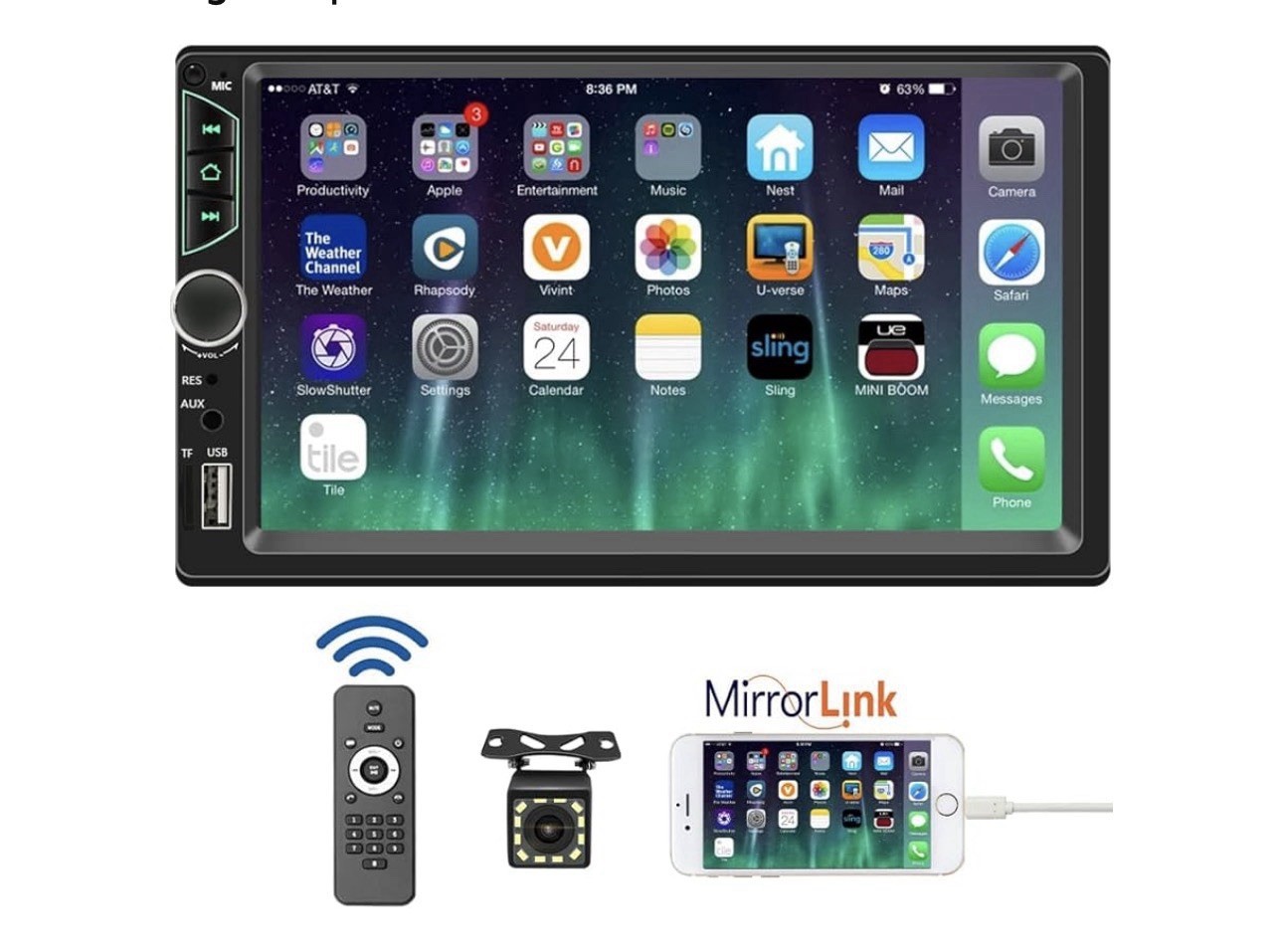 Leadfan 7inch Car Stereo Double Din Radio Touchscreen with Backup Camera