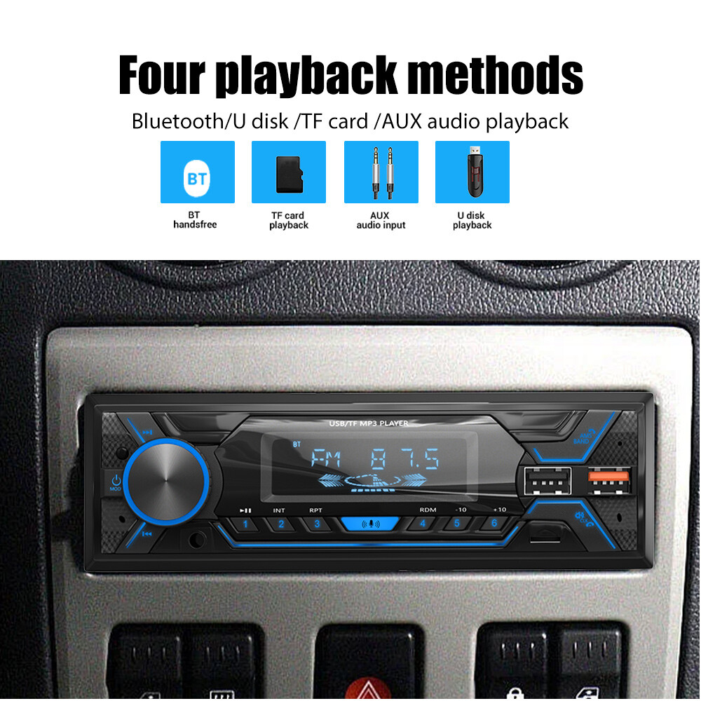 Car Stereo Head Unit Radio Audio MP3 Player USB AUX Bluetooth Single DIN Remote