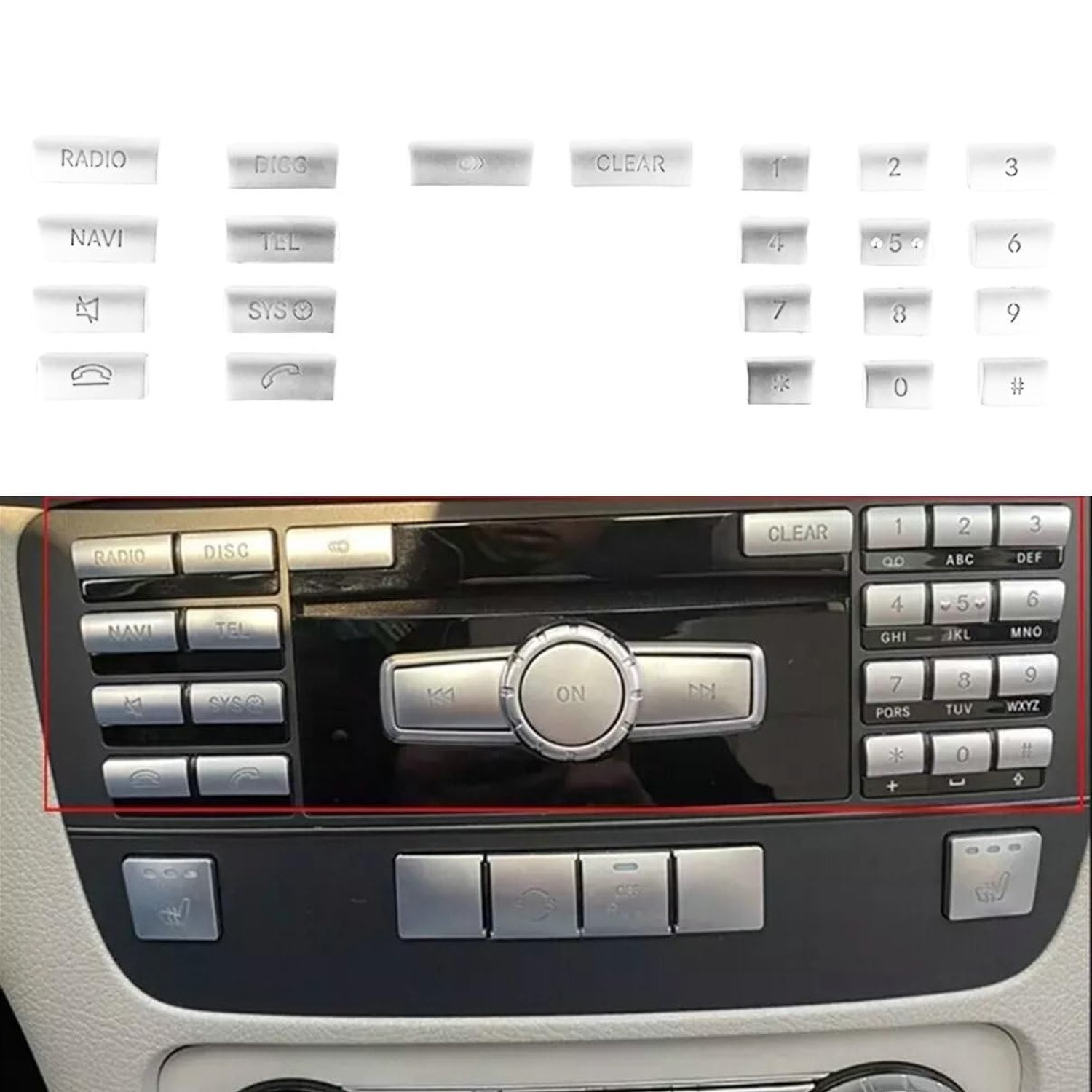 22Pcs Center Console Radio CD Pannel Numbers Button Cover Stickers Set for Me…