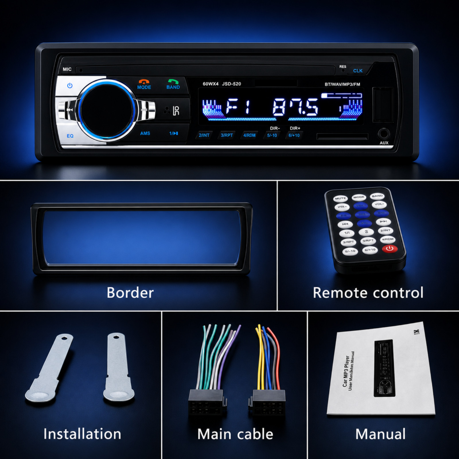 Bluetooth Car Stereo Audio In-Dash FM Aux USB SD MP3 Radio Player Hands-Free
