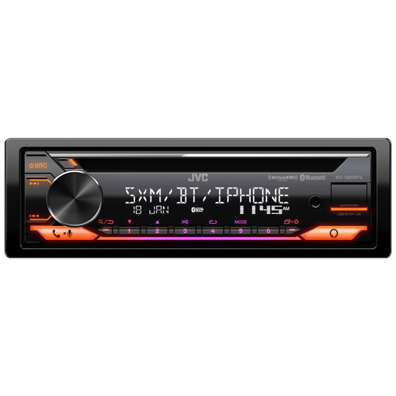 JVC Single DIN AM/FM Bluetooth CD Receiver, 2x 6.5″ 240W Speakers, Amp w/Kit