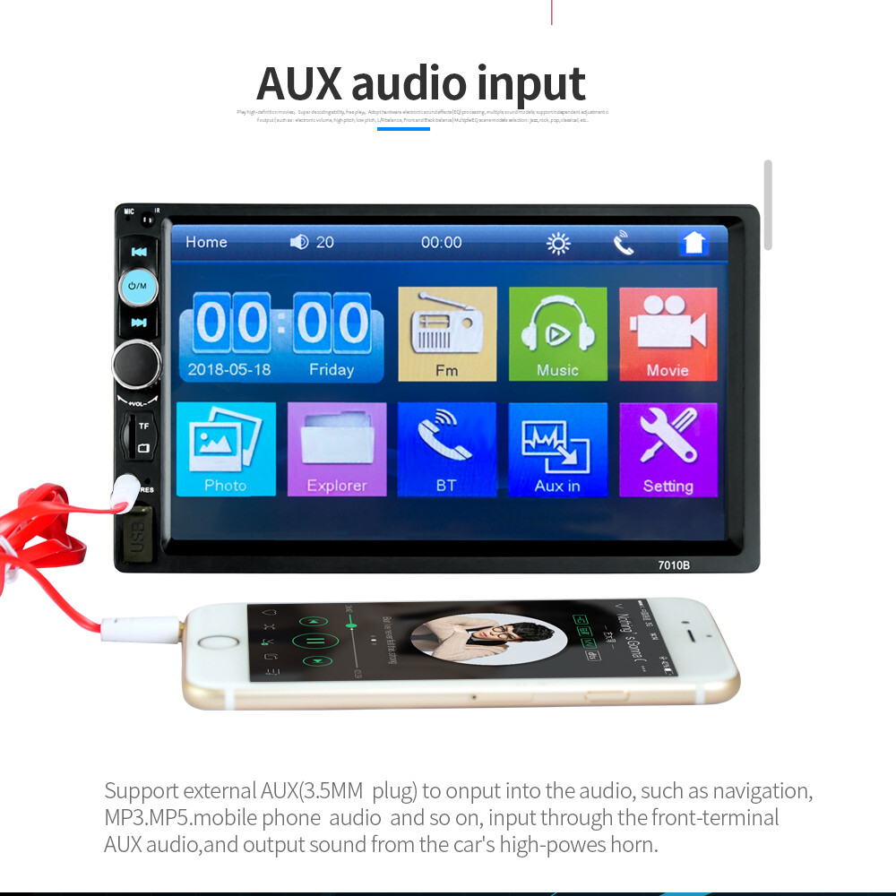 7″ Double 2 DIN Car MP5 Player Bluetooth Touch Screen Stereo Radio w/ Camera US
