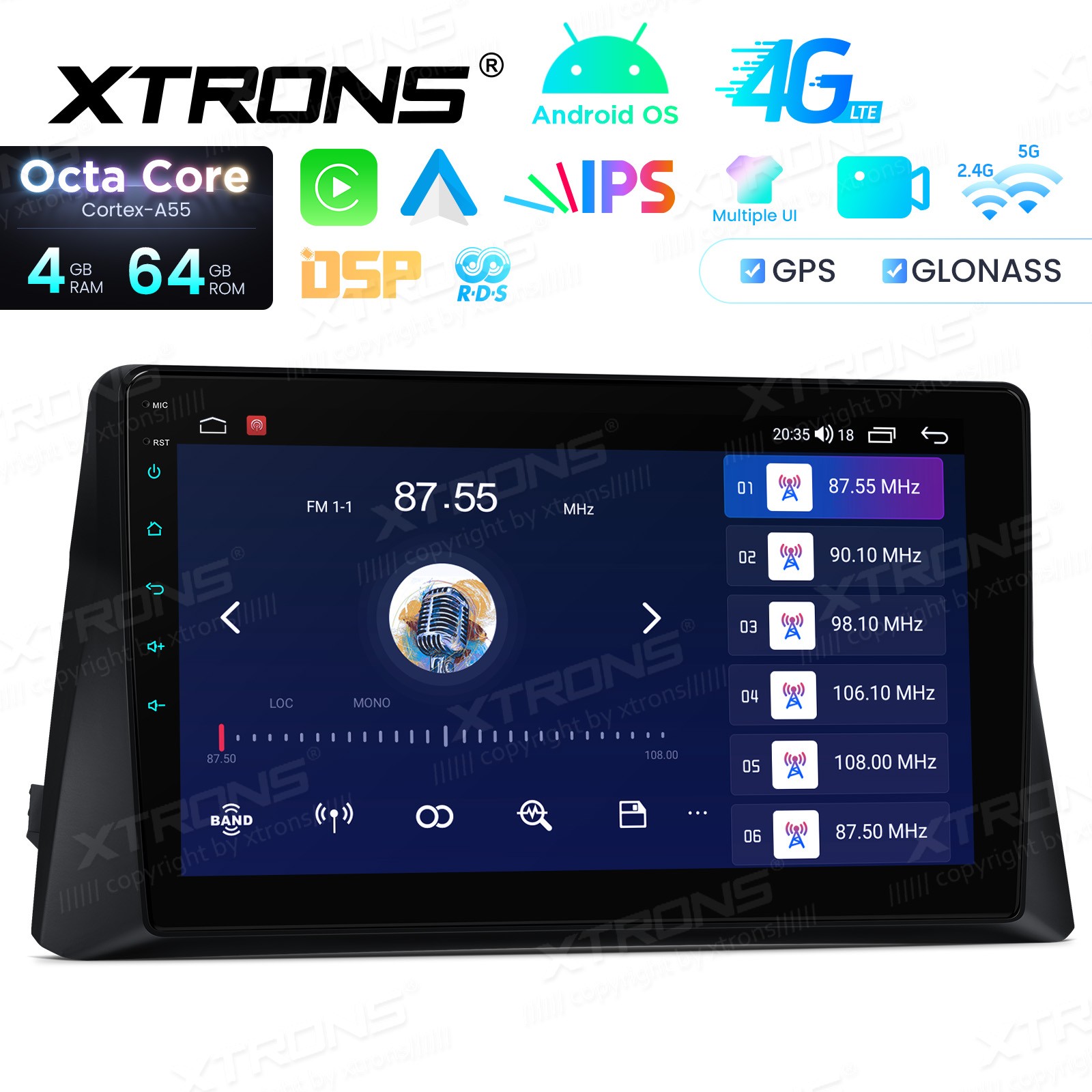 10.1″ IPS Car Radio Stereo CarPlay Android 14 GPS Navi 4G 64G for Honda Accord 8