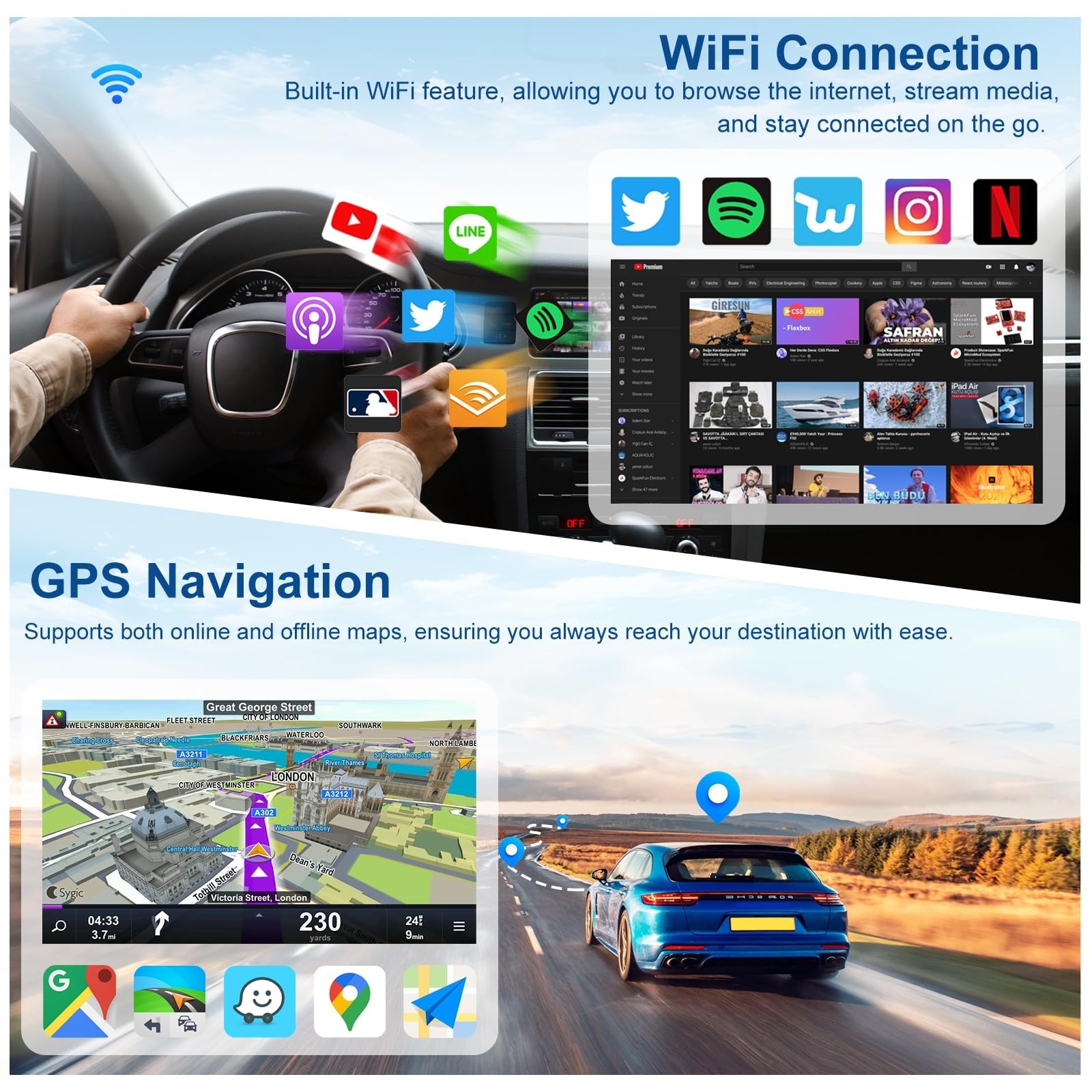 4+64G Car Radio for Jeep Cherokee 1997-2001 Wrangler 1997-2002 with Carplay A…
