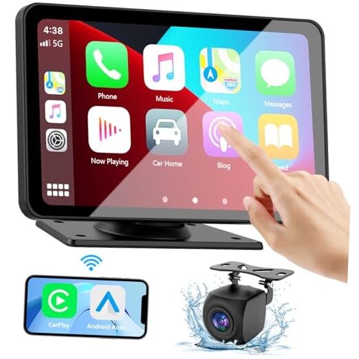 Carplay Screen for Car, 7″ HD Wireless Portable Car Play Touchscreen Stereo