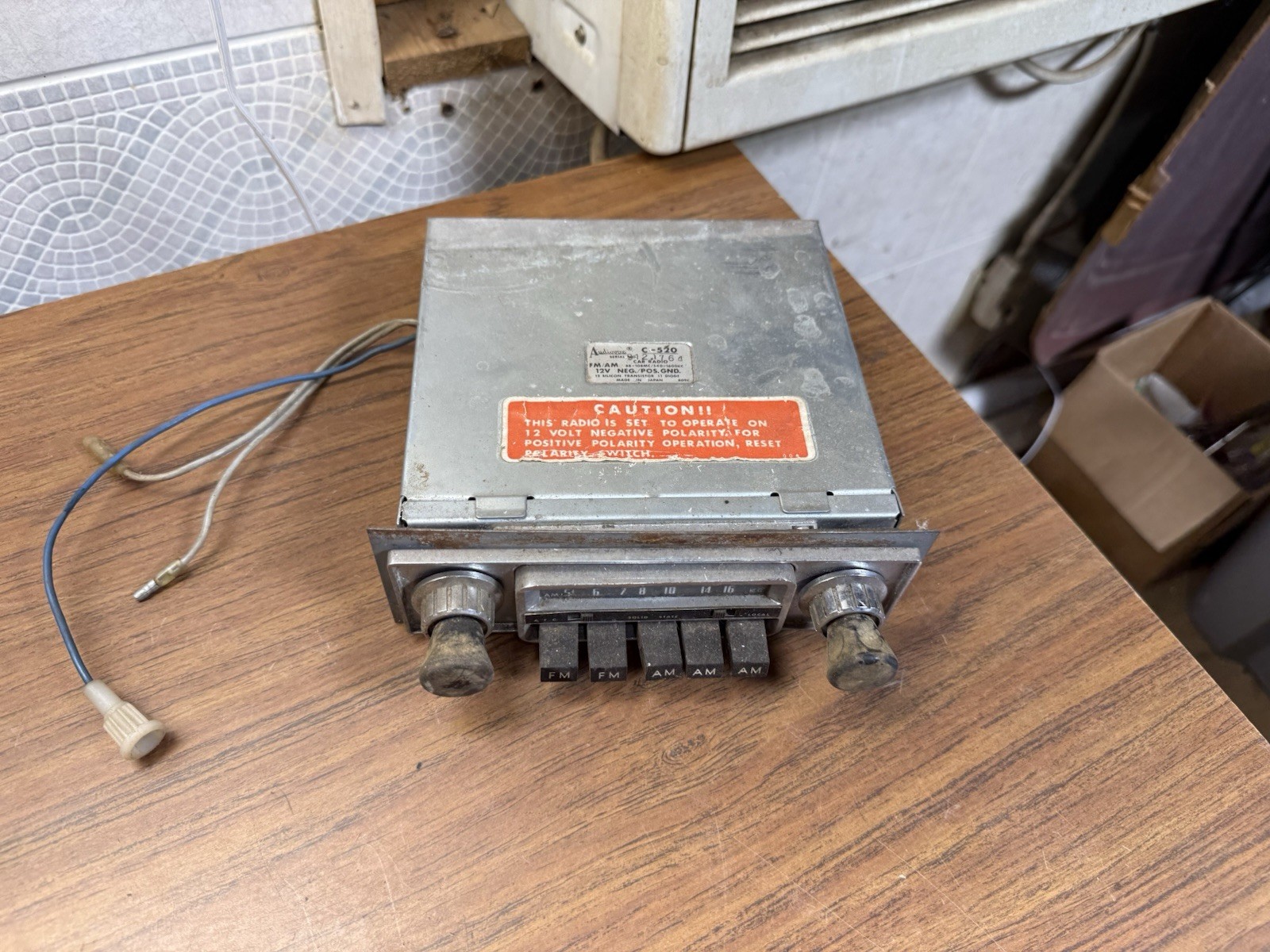 Audiovox C-520 AM/FM 12v 12 Volt Radio #1 Untested