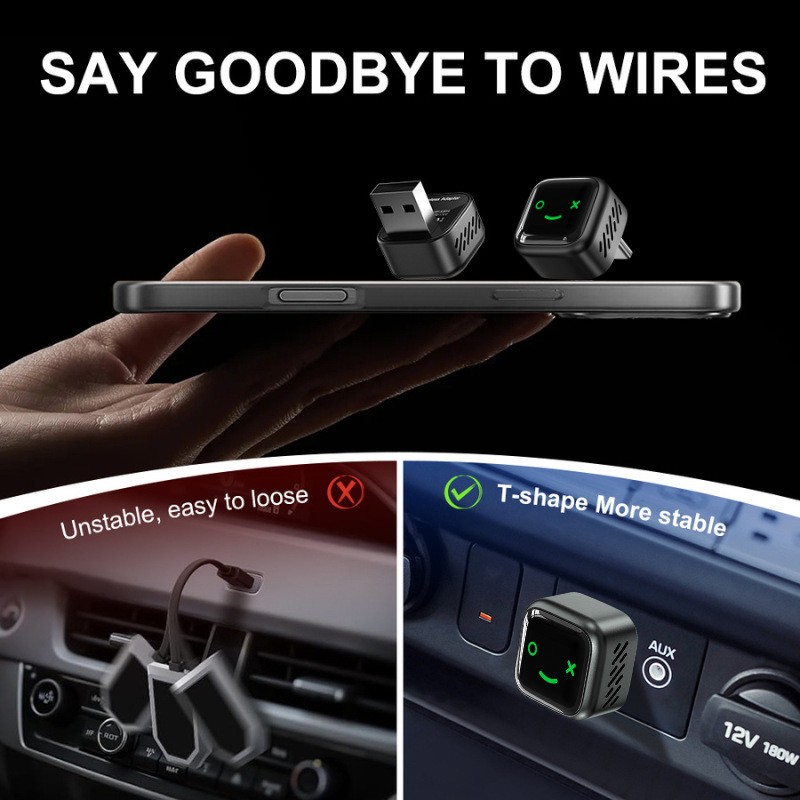 Wireless CarPlay Adapter for Apple iPhone & Android Auto USB Adapter Plug & Play