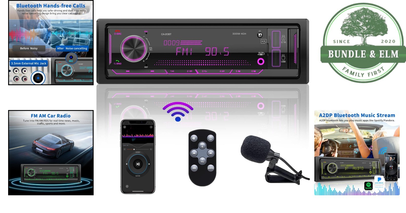 Stereo Receiver for Car, Boat, Truck with App Control and 5.1 Surround Sound