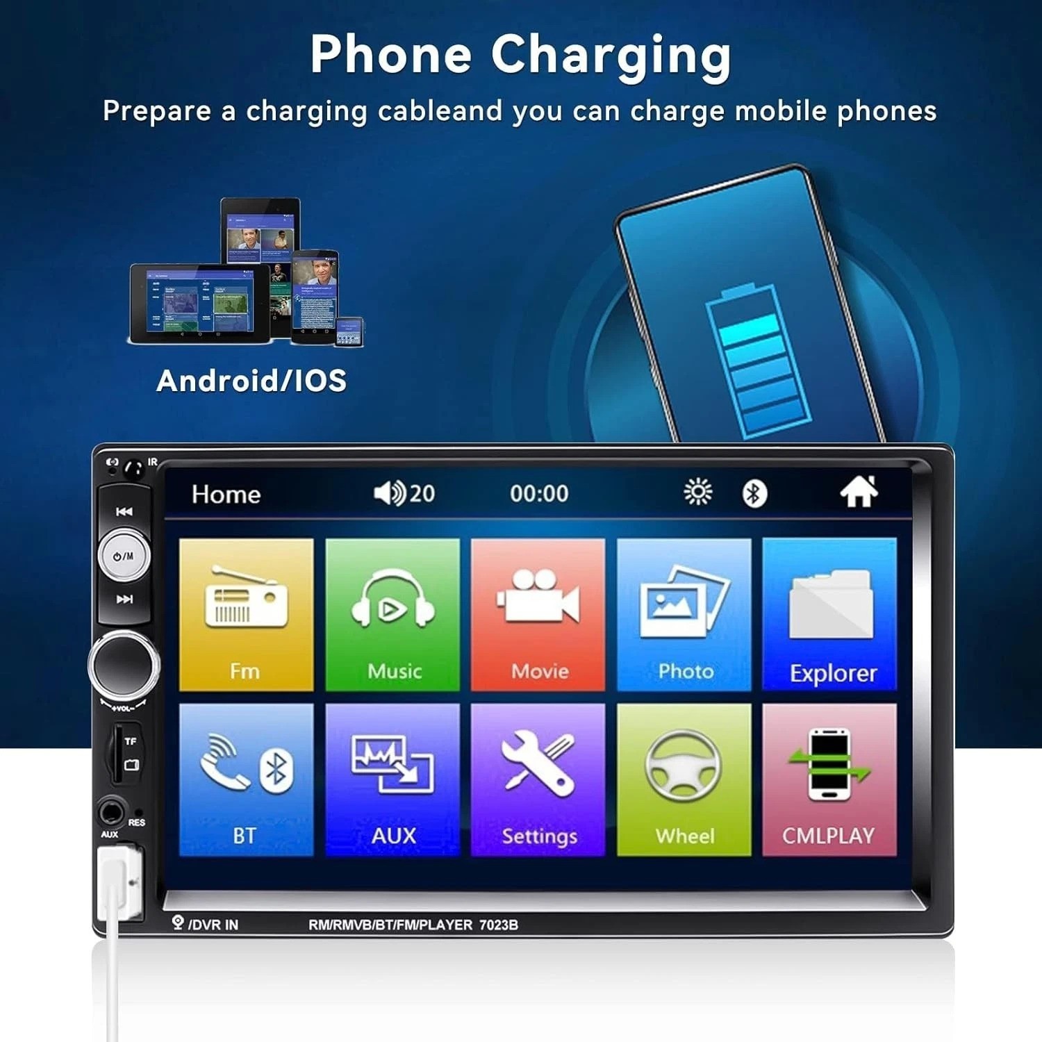 7 inch Double Din Car Stereo Bluetooth MP5 Player with Backup Camera