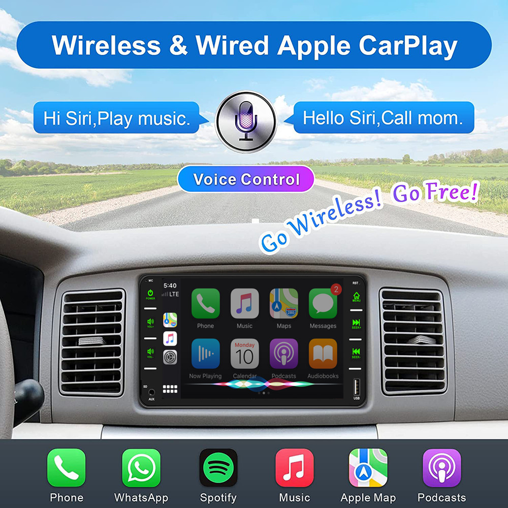 7″ Double Din Android 12 Car Stereo Apple CarPlay GPS WiFi Play MP5 Radio+Camera