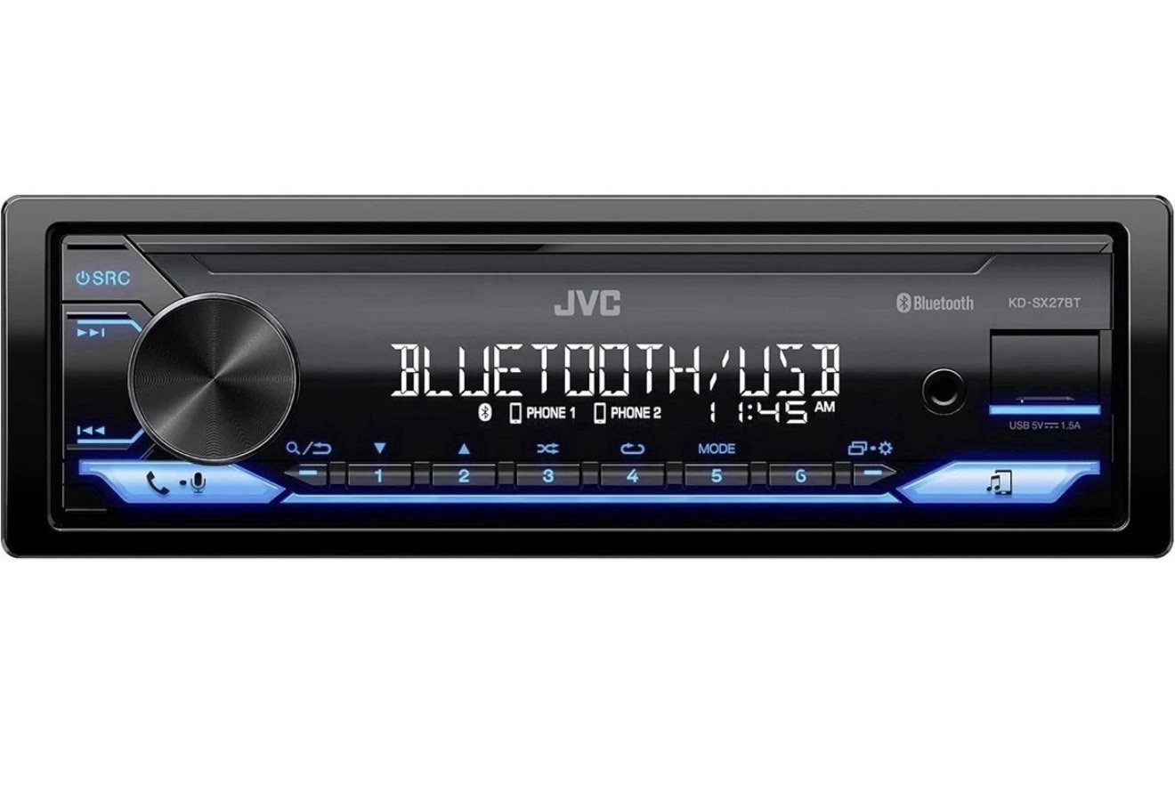 JVC KD-SX27BT Bluetooth Car Stereo 100W AM/FM Aux USB 1.5A Single DIN Head Unit