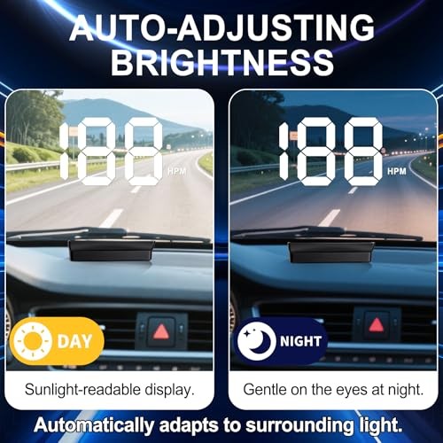 Amiss Heads Up Display for Cars, Digital HUD Speedometer for Automotive White
