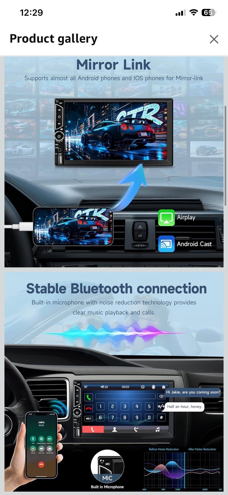Leadfan 7inch Car Stereo Double Din Radio Touchscreen with Backup Camera