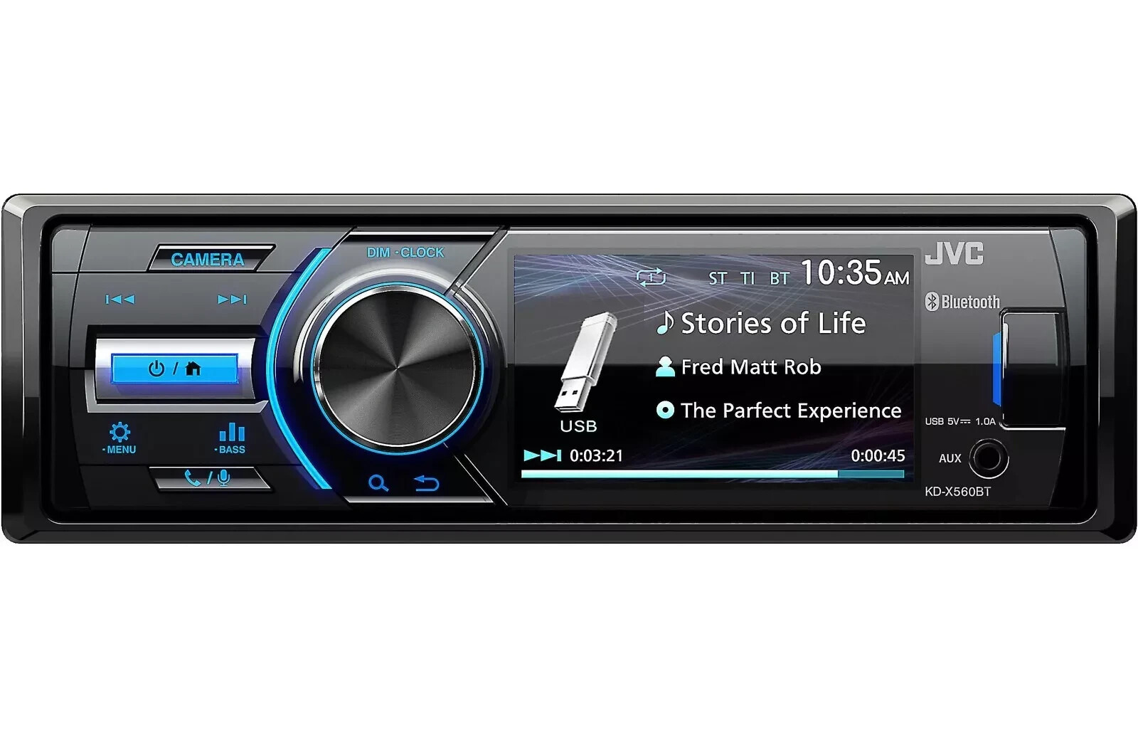 JVC KD-X560BT Marine Boat UTV Digital Media Player Bluetooth Rear Camera Input