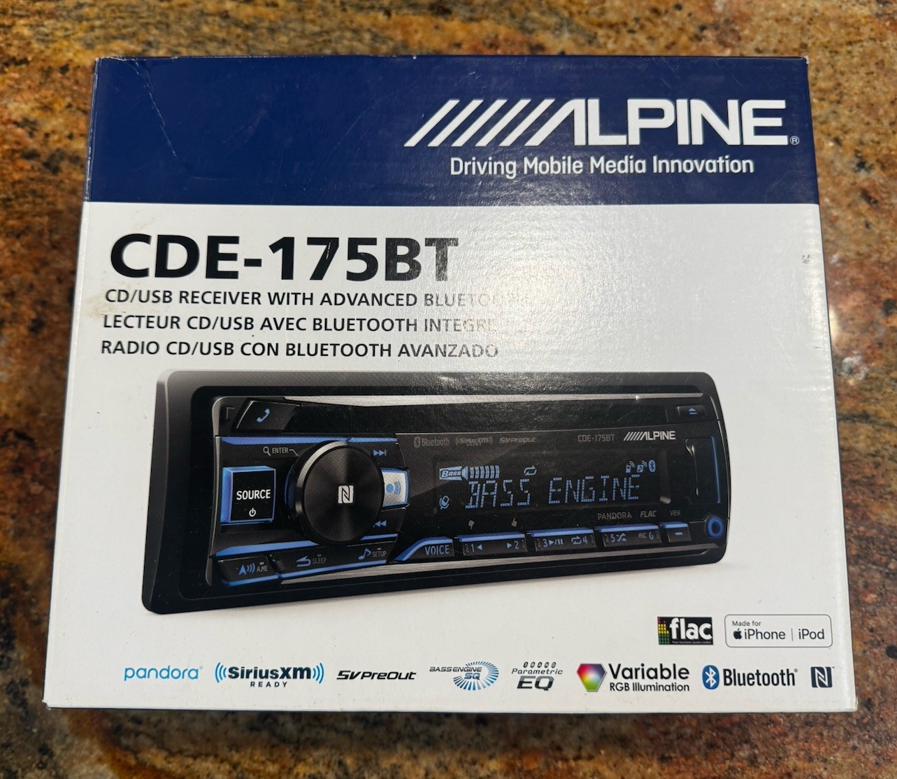 BRAND NEW IN BOX Alpine CDE-175BT CD Player USB Receiver With ADV Bluetooth