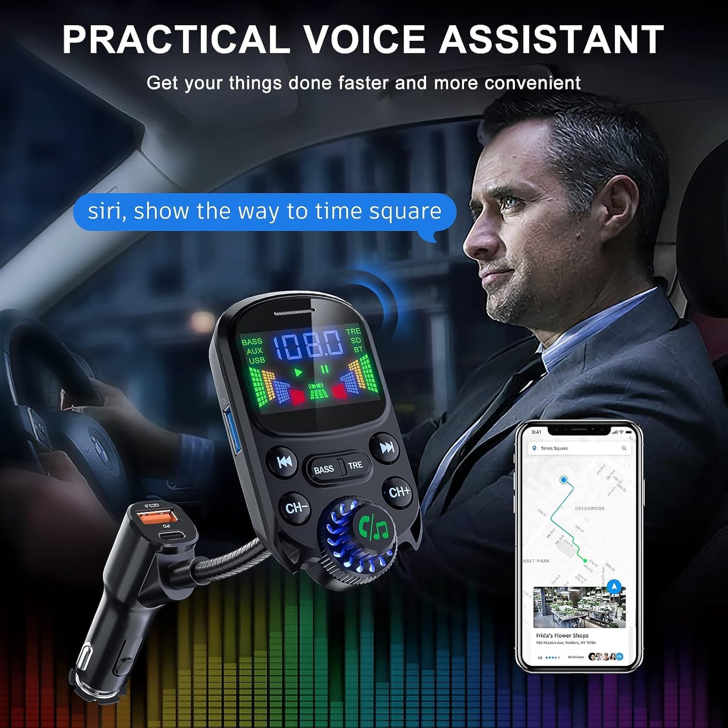 Transmisor De Audio FM Para Auto Bluetooth 5.3 USB Receptor Radio For Carro New