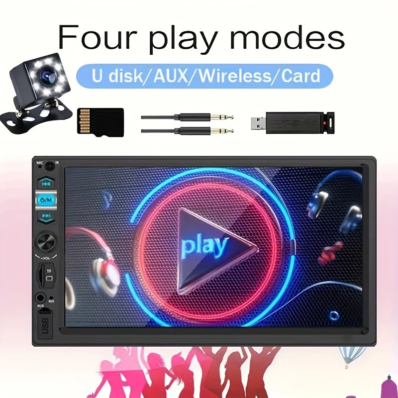 7″ HD Car Stereo Radio 2 Din MP5 Player with Backup Camera Support Mirror Link