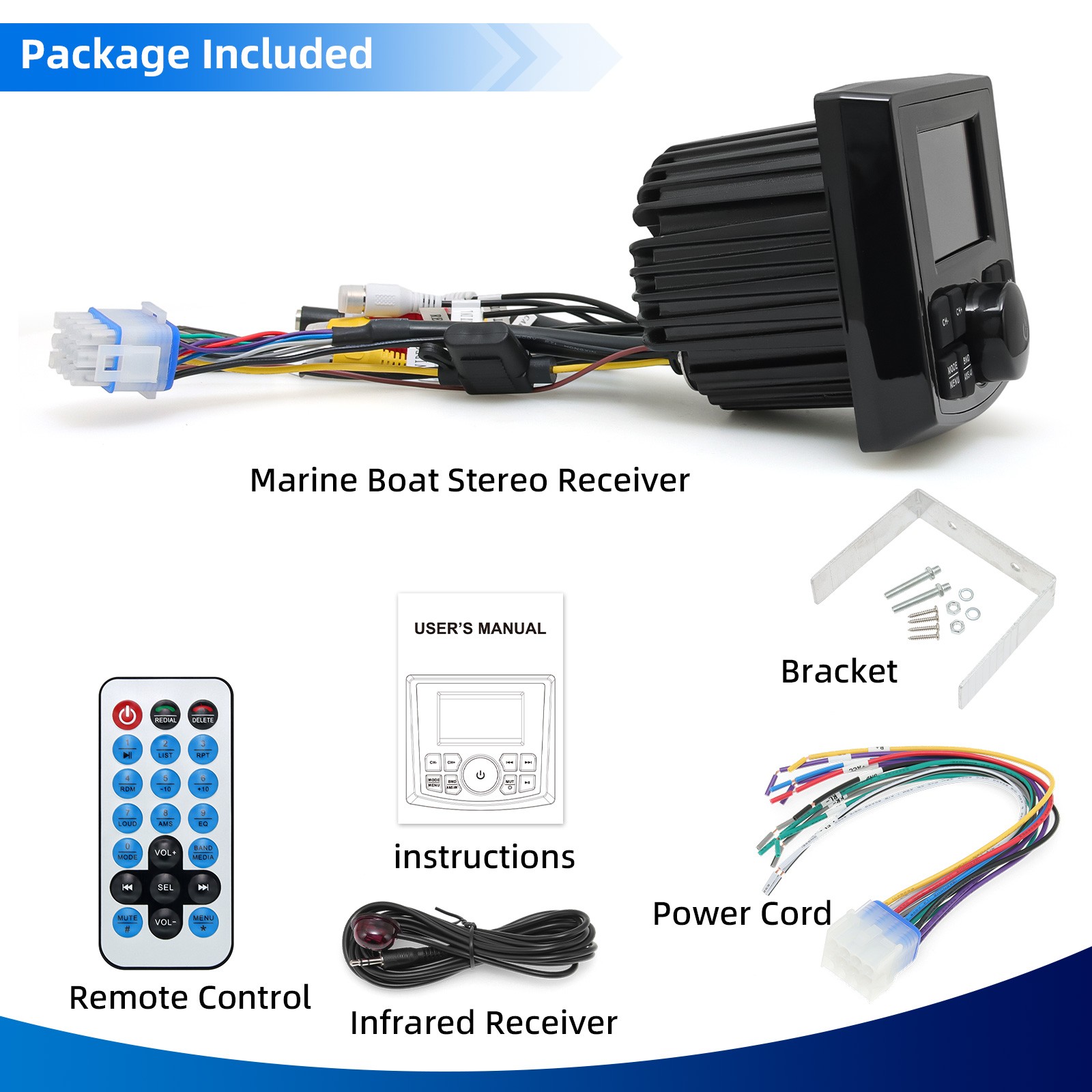 Marine Boat Radio FM AM MP5 Media Video Player Boat Stereo Bluetoot for ATV UTV