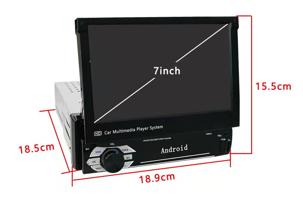 1 din Car Radio Automatic telescopic screen WIFI GPS BT Mirro Link mp5 player