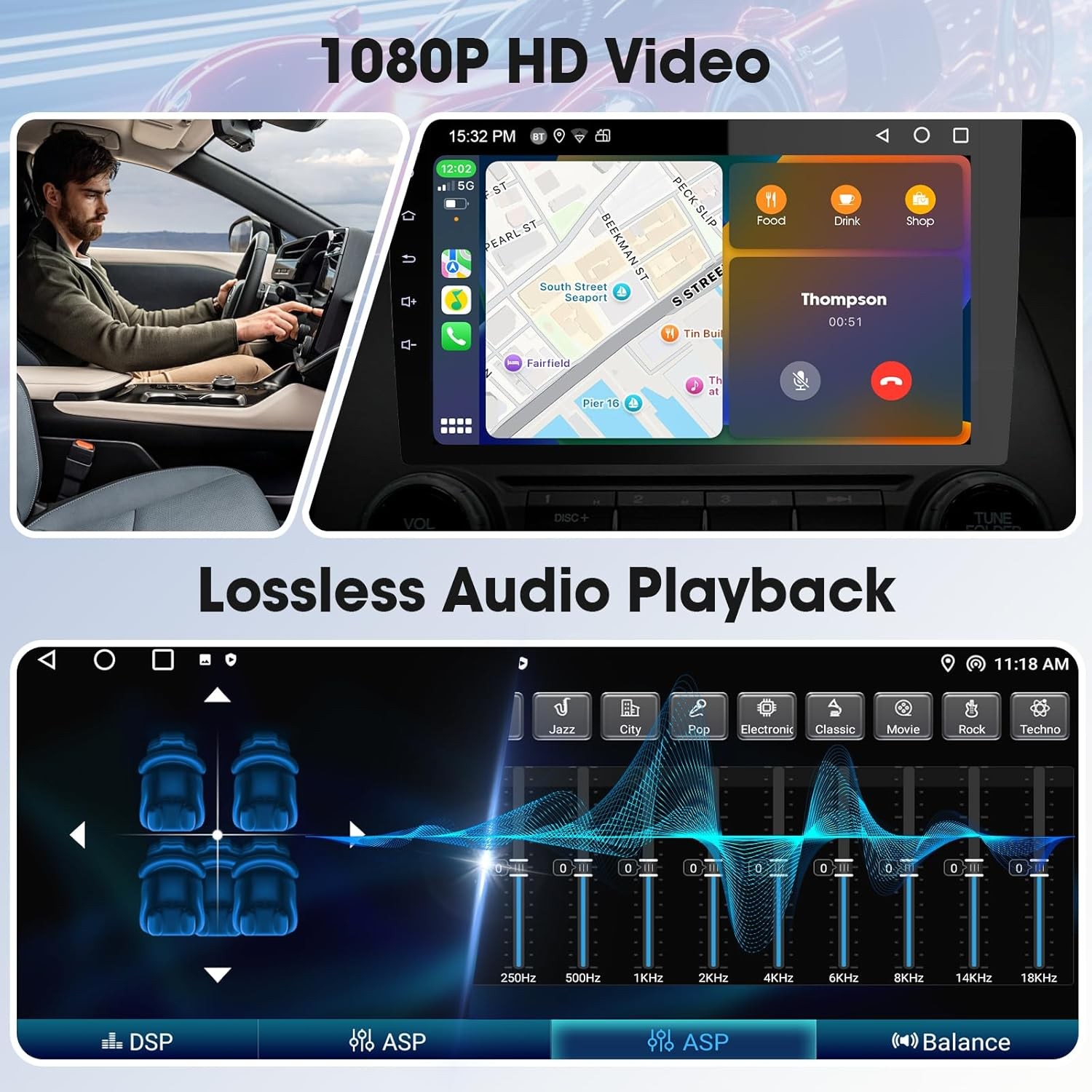 Android 13 Car Stereo with Wireless CarPlay and Auto, 10.1-inch 720P…