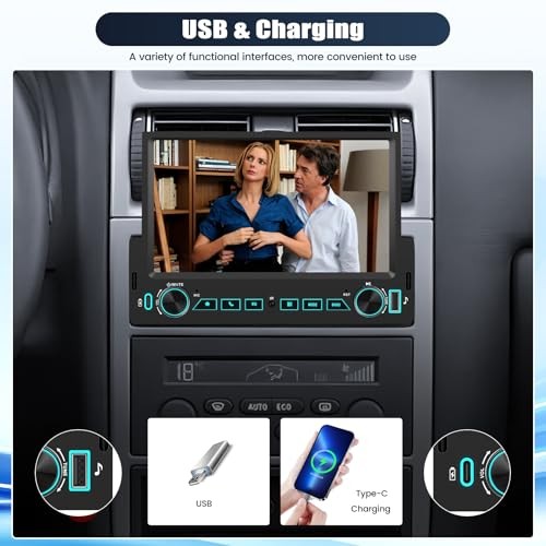 Single Din Car Stereo with Wireless Carplay&Android 7 Inch with Carplay&Button