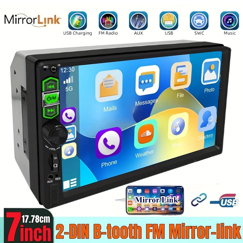 Double Din Apple Carplay Android Auto Car Stereo Radio Bluetooth 7″ Touch Screen