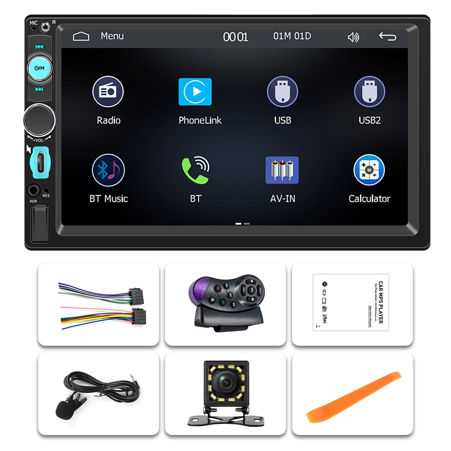 16GB 7″ Touch Screen Stereo Bluetooth Radio Car For Apple/Android Carplay GPS