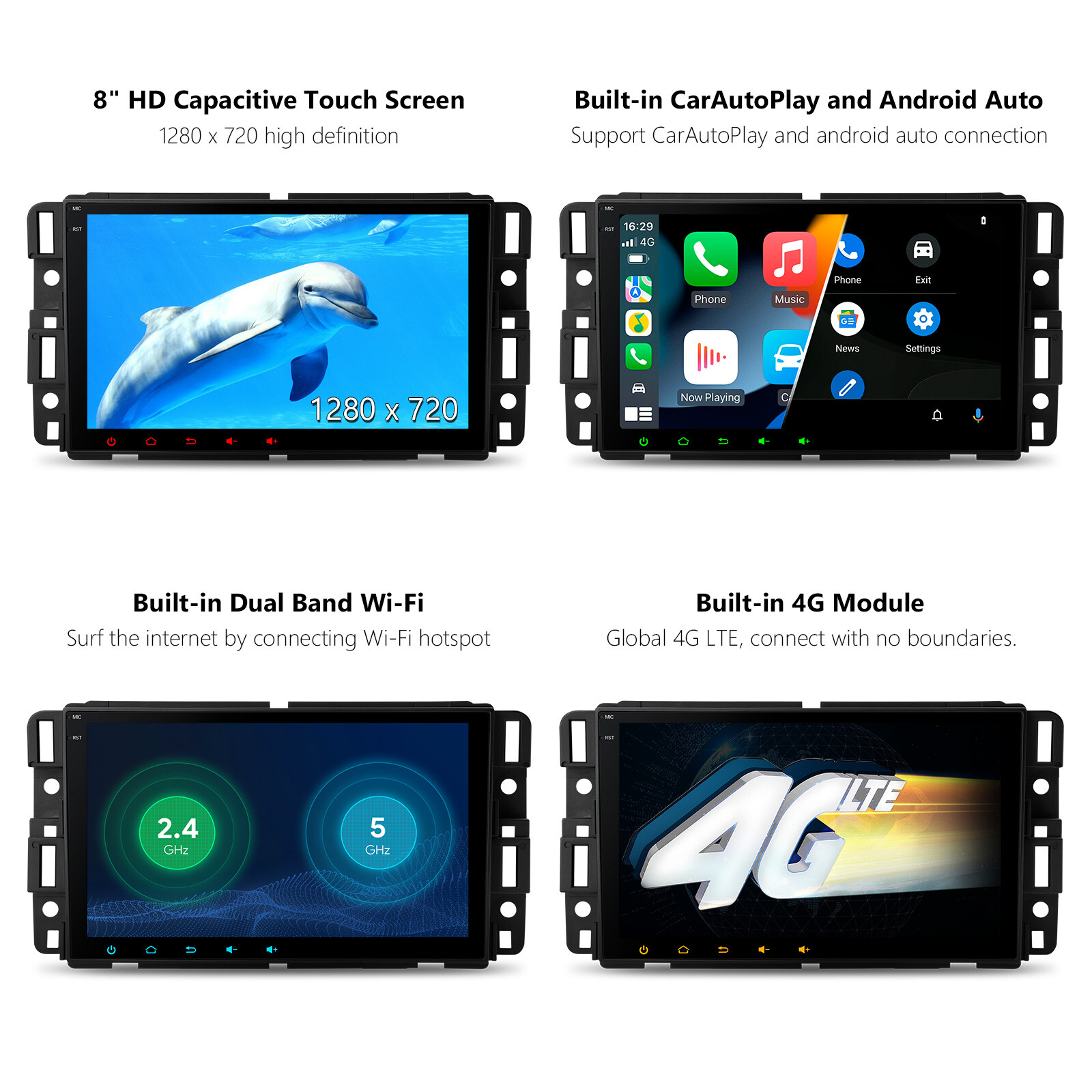 8″ Android 14 8-Core 4+64GB Car Stereo GPS Radio 4G WIFI For Chevrolet GMC Buick