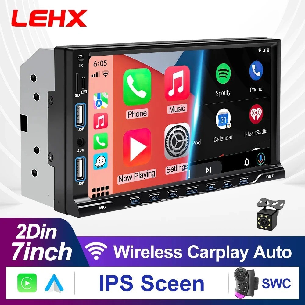 Single 1Din 7″ Touch Screen Stereo Bluetooth Radio Car Apple/Android Carplay GPS