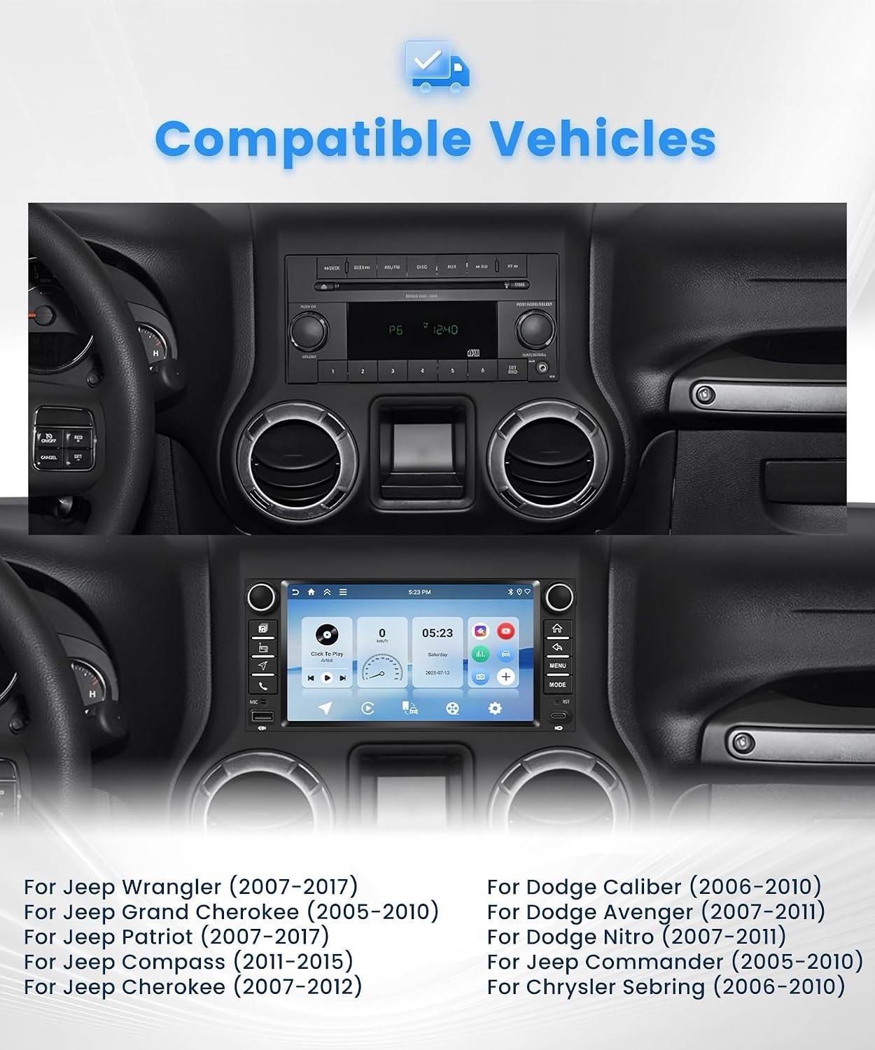 4GB+128GB Car Stereo for for Jeep Wrangler Patriot07-17/Grand Cherokee05-10