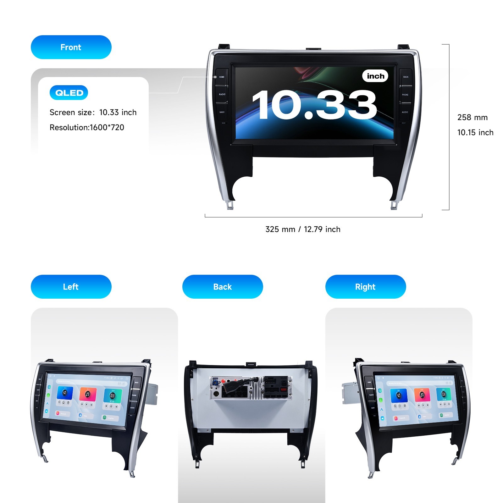 Dasaita 10.33” Car Radio for Toyota Camry 2015-2017 DTS 4G LTE CarPlay Stereo