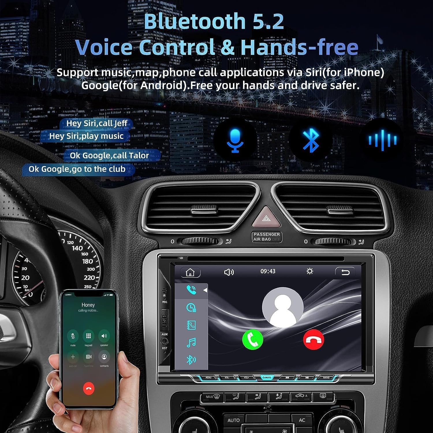 Double Din Car Stereo with Carplay&Android Auto,7 Inch HD Touchscreen Car Rad…