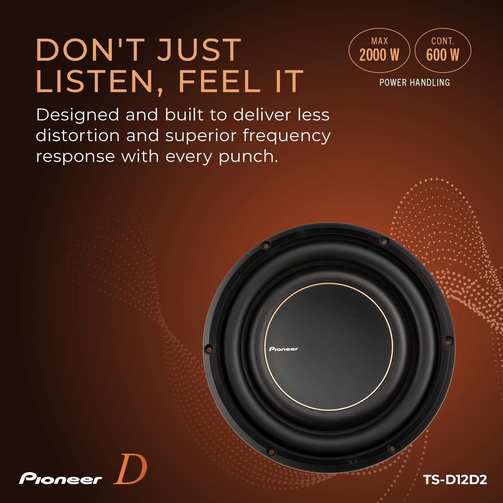 TS-D12D2 D Series 12 2000 W Max Power, Dual 2 Ohm Voice Coil, Aramid Fiber IMPP