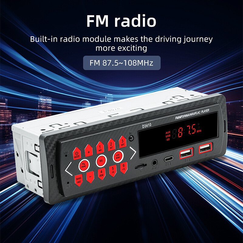 Single 1 Din Car Radio Bluetooth Stereo FM/USB/AUX Head Unit In-Dash MP3 Player