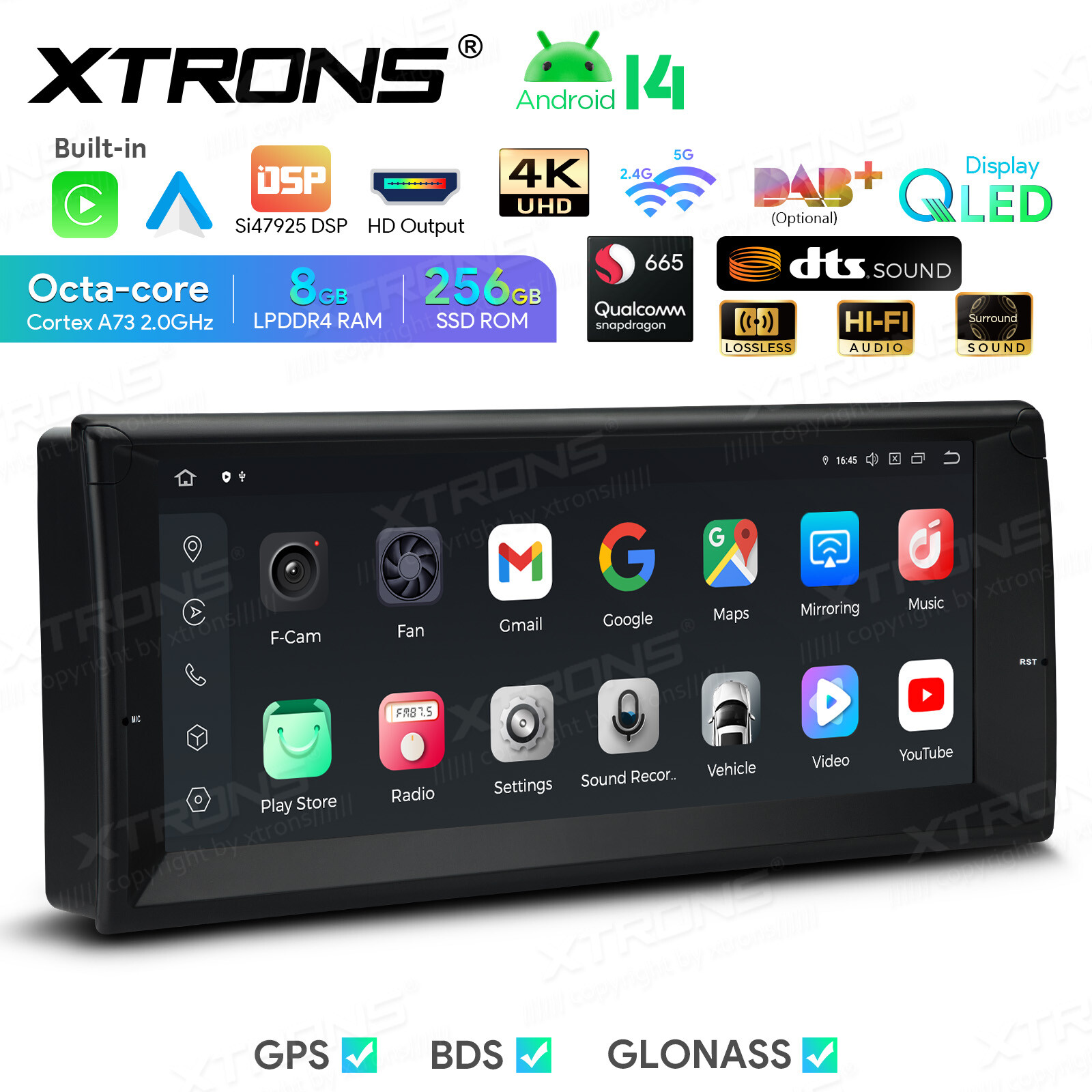 CAM+ For BMW E39 E38 QLED 10.25″ Android 12 8+128GB Car Play GPS Stereo Radio 4G