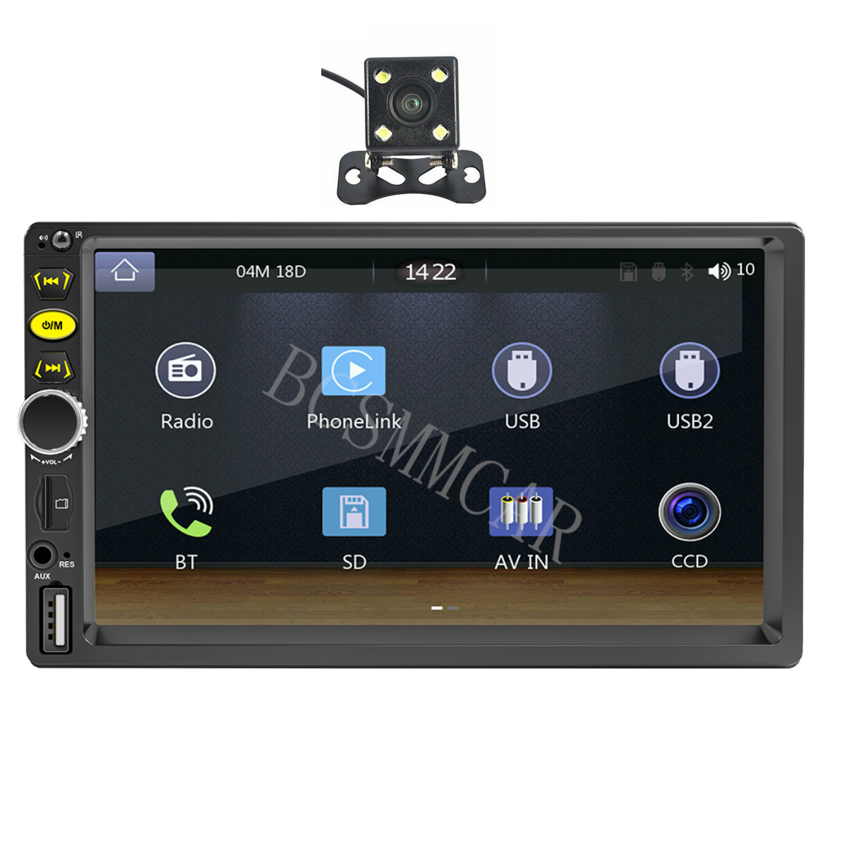 Car Radio Stereo For Apple Carplay 7in Double DIN MP5 Player FM AUX-IN W/Camera