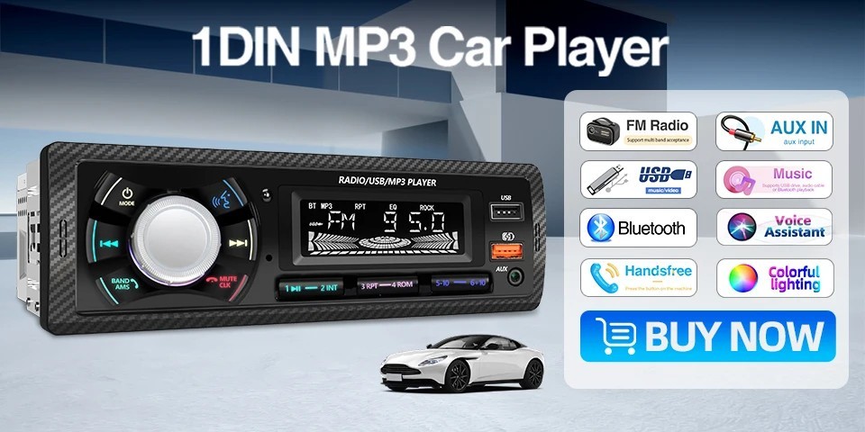 1 Din Car Radio MP3 Player Classic Car Retro Audio Stereo Support FM AUX EQ USB