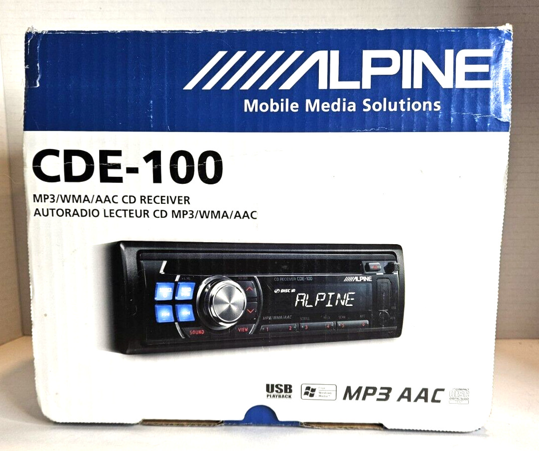 Alpine CDE-100 Car Radio CD Player Receiver USB Aux MP3 WMA ACC AM/FM W/PORT