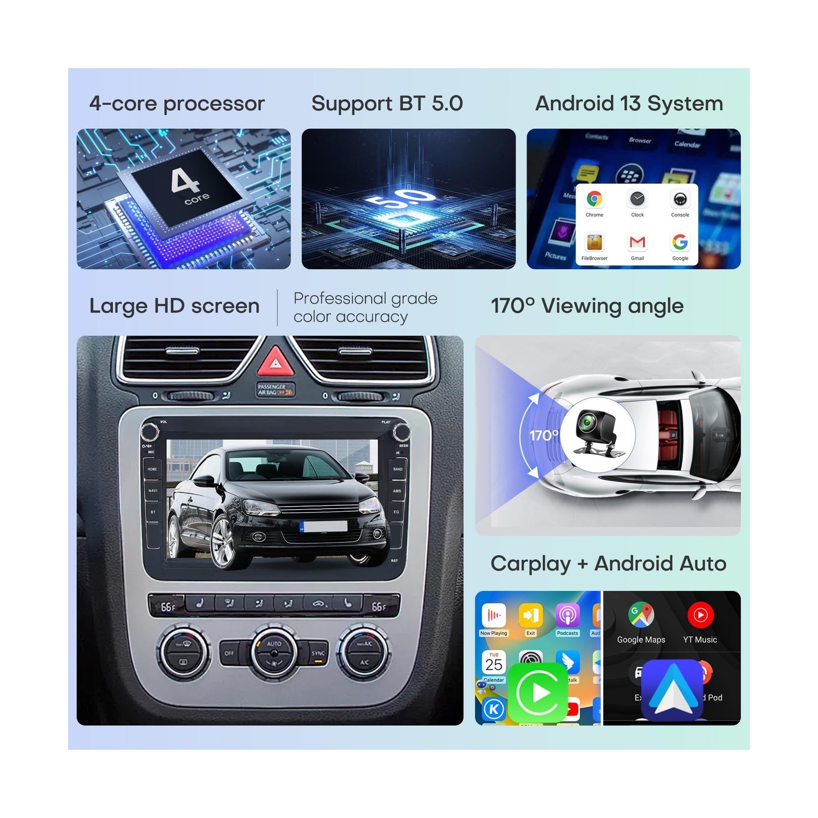 Car Radio for VW Volkswagen Seat Golf Passat Jetta Beetle Tiguan Touran EOS 8…