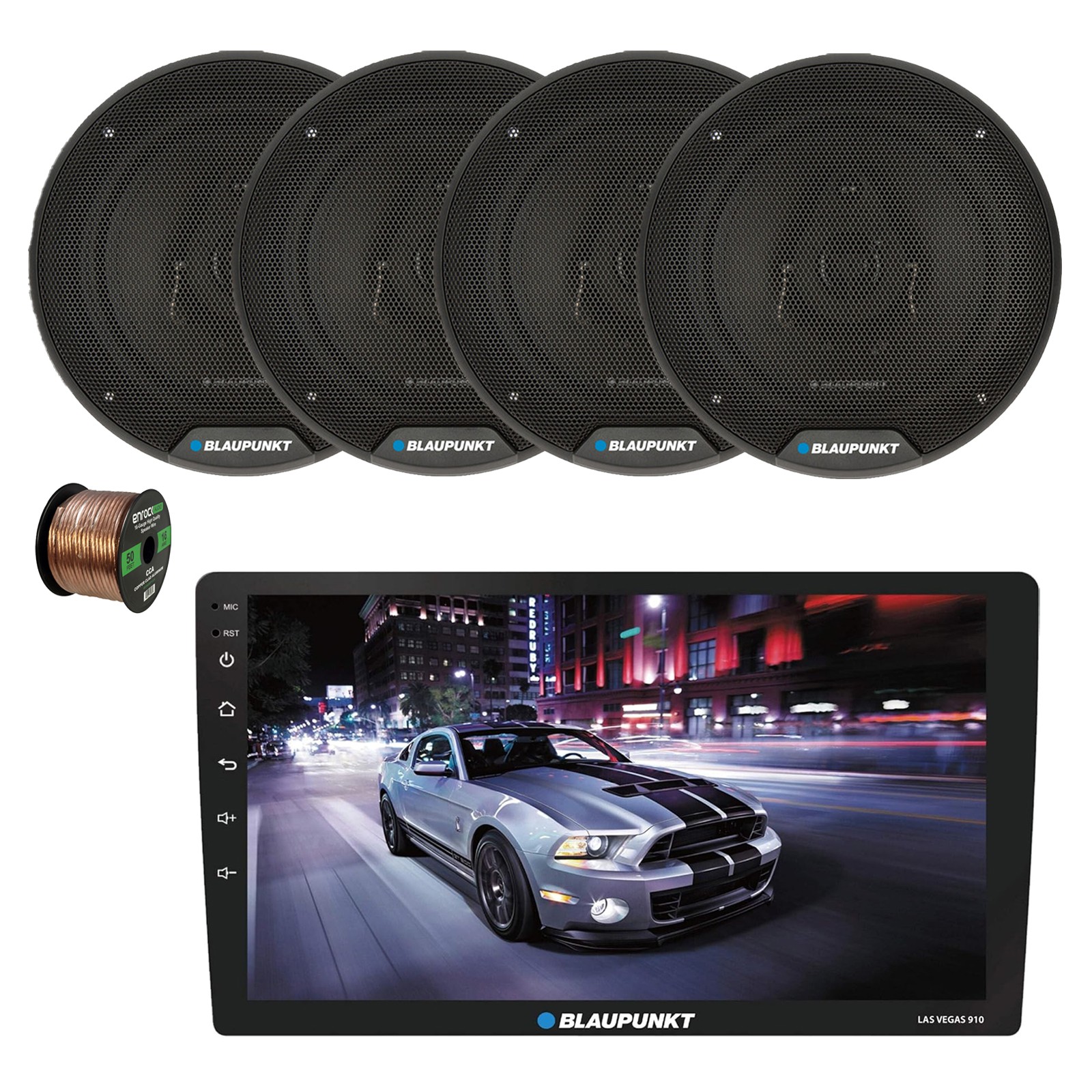 Blaupunkt Las Vegas 910 10″ Touchscreen WiFi Receiver, 4x 6″ 40W Speaker, Wire