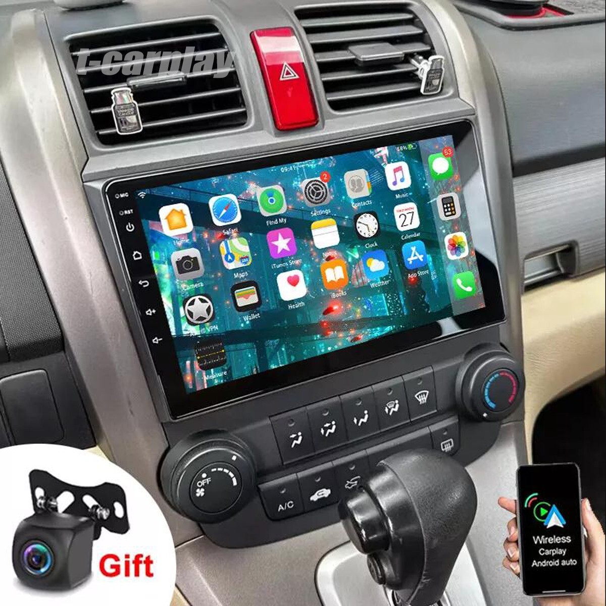 For 2007-2011 Honda CRV Android 13 Apple Carplay Car Stereo Radio GPS Navi WIFI