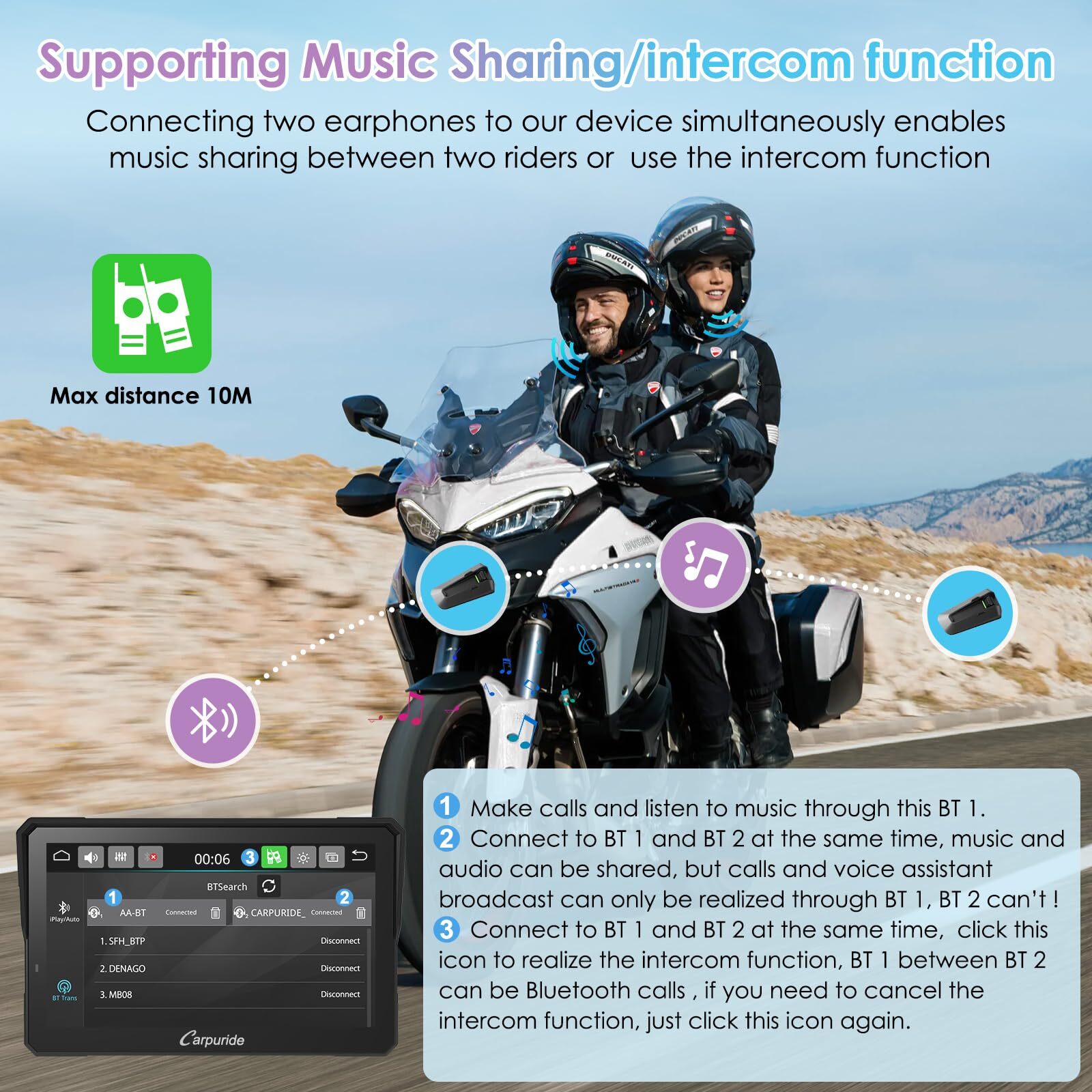 Carpuride W702S Pro Moto TPMS Carplay Screen BM05 Mount Wireless Android Auto BT