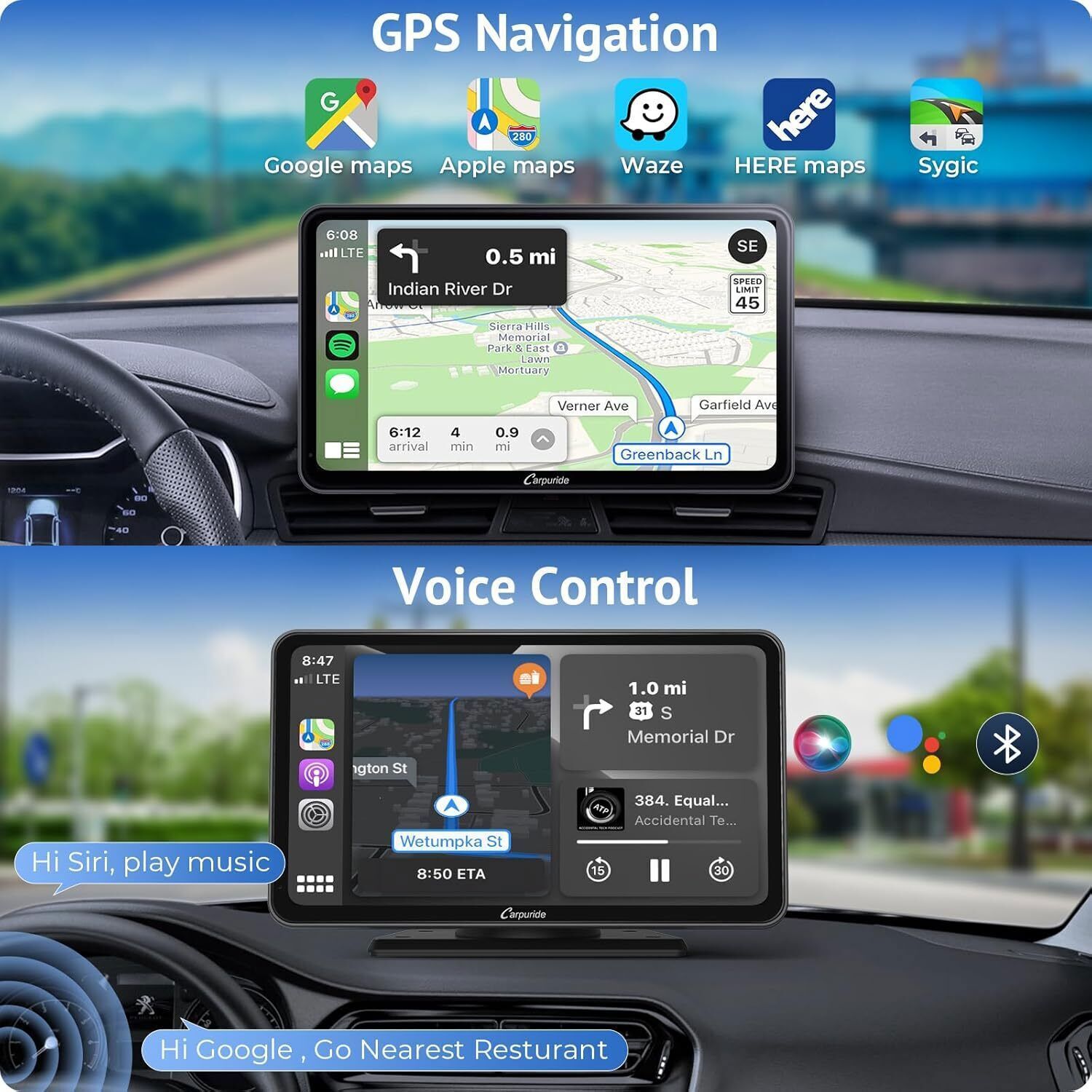 Carpuride W701Plus Dual Bluetooth Wireless Apple CarPlay GPS Android Auto Radio