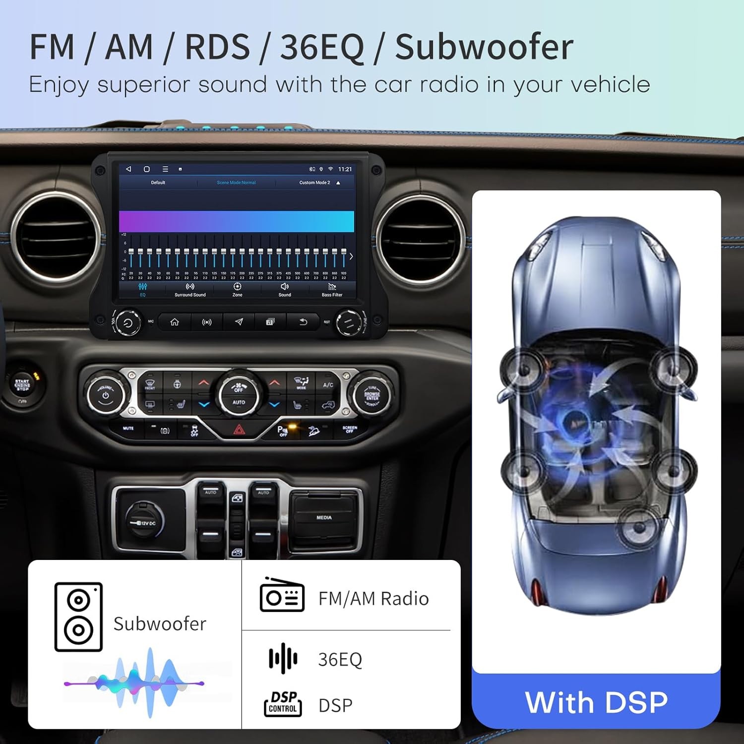 For Jeep Wrangler JL & Gladiator JT 2018-2022 Car Radio Stereo Carplay GPS Navi