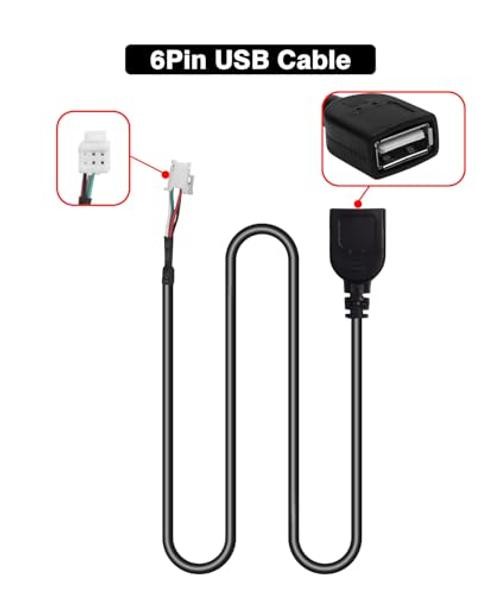 Car Stereo 4Pin & 6Pin USB Extension Harness Adapter (2 USBs Total) for