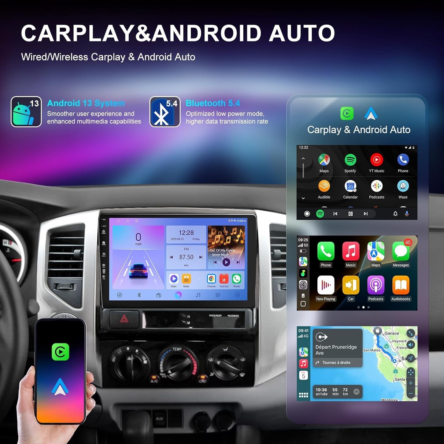 9″ 64G Android Auto Carplay Stereo for Toyota Tacoma 2005-2015