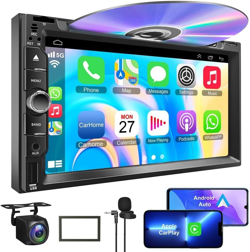 7inch Double Din Car Radio Stereo DVD CD Player CarPlay Android Auto GPS AM FM