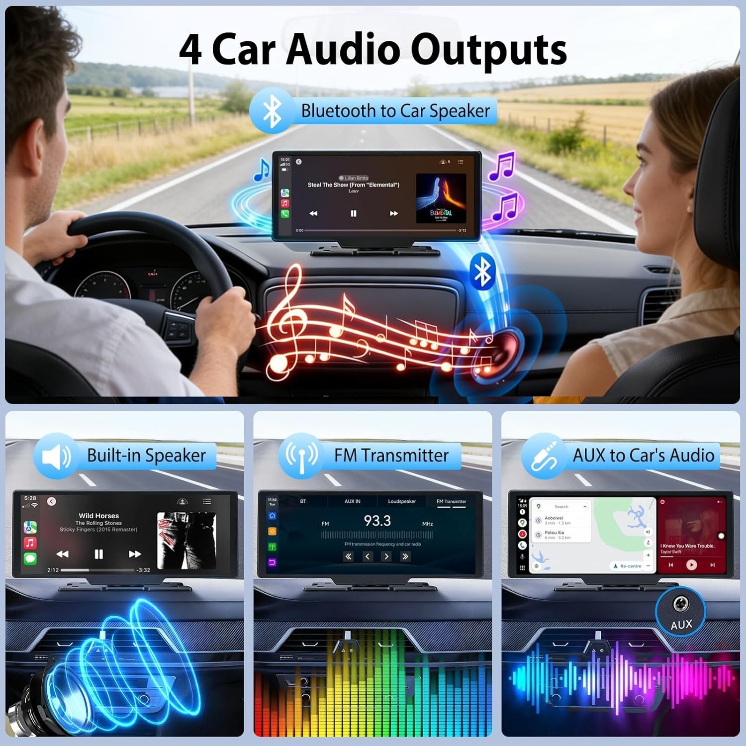 Wireless Portable Carplay Screen for Car – 10.26Inch Carplay & Android Auto Car